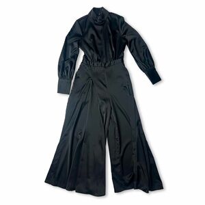 Ina Black Satin Wide-Leg Jumpsuit